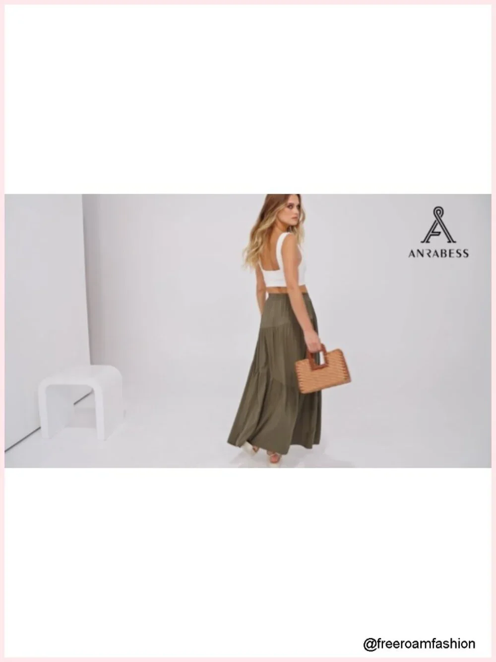Boho High Waist Pleated A-Line Maxi Skirt with Pockets